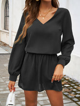 Elasticity Pleated Solid Color A-Line High Waisted V-Neck Mini Dresses
